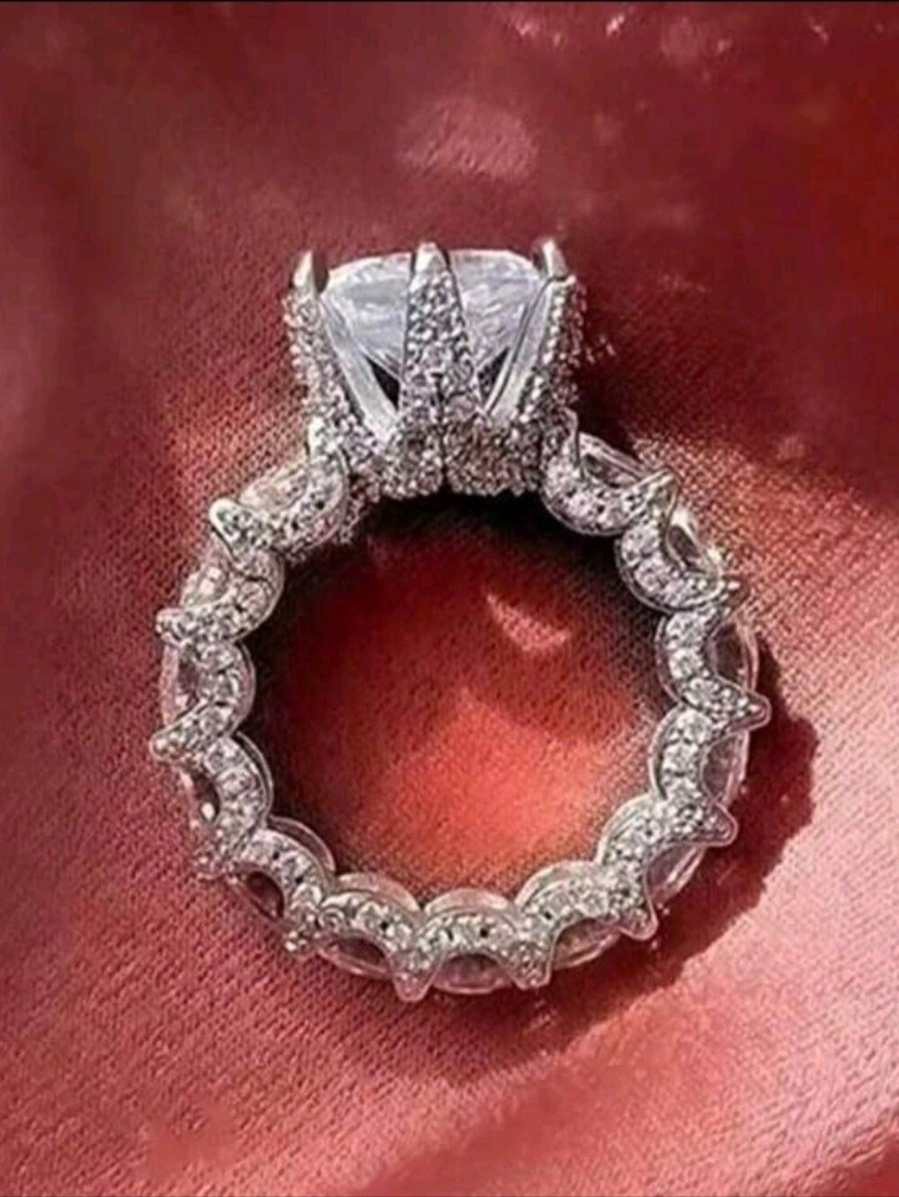 1pc Dazzling Women's Fashion Zirconia Diamond And Rhinestones Ring Wedding Band, - Picture 13 of 16